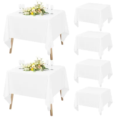 Obrázek produktu pro Bílý čtvercový ubrus, 132 x 132 cm, polyester, balení 6 kusů