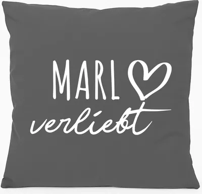 Produktbild von Huuraa Kissen Marl verliebt 40x40cm mit Füllung Steel Grey Baumwolle Dekokissen Geschenkidee