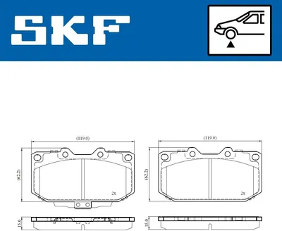 Zdjęcie produktu dla Zestaw klocków hamulcowych SKF do przednich hamulców samochodu NISSAN 300 ZX (Z32) VKBP 81130 A