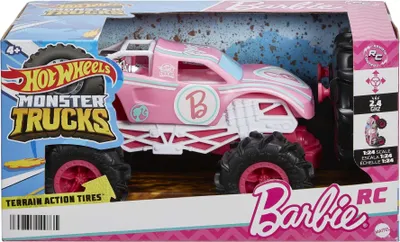 Produktbild von Hot Wheels Rennfahrzeuge, ferngesteuerter Barbie Monster Truck im Maßstab 1:24