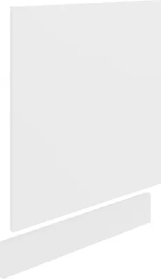 A white front panel for a dishwasher or cabinet.