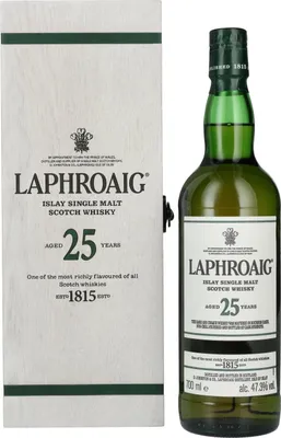 Produktbild von Laphroaig 25 Years Old Islay Single Malt Scotch Whisky 2023 47,3% Vol. 0,7l in Holzkiste