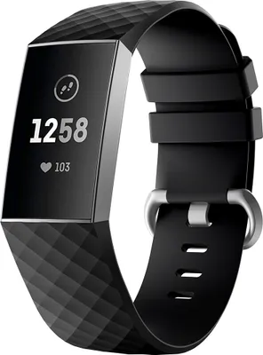 Produktbild von Für Fitbit Charge 3 / 4 weiches Armband Ersatzband Silikon Sport Watch Fitness SCHWARZ Ersatz Armbandgröße L