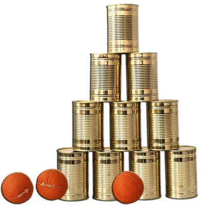 Produktbild von Dosenwerfen mit 10 kleinen Dosen und 3 kleinen Bällen (7 cm)