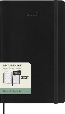 Productafbeelding van Moleskine 12-maanden weekagenda, Duits, 2027, formaat Large/A5, 1 week = 1 pagina, rechterpagina met lijnen, zachte kaft, zwart