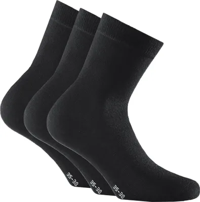 Produktbild von Rohner Basic Uni Socken, 3er Pack - Soft Touch, Kurzsocken, Viskose-Mix Schwarz 39-42