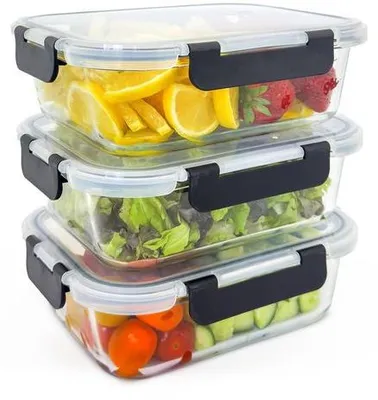 Produktbild von Eaze Life "Glas Frischhaltedosen 1040ml Vorratsbehälter für Essen 3er Set"
