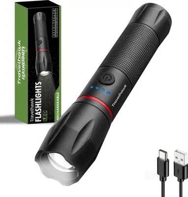 Produktbild von Travelhawk Oplaadbare Zaklamp – LED Zaklamp met Zoom & USB-C