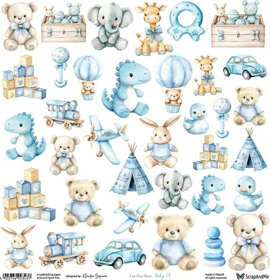 Image de SCRAPandME 30x30cm recto papier scrapbooking 250g, Baby 01