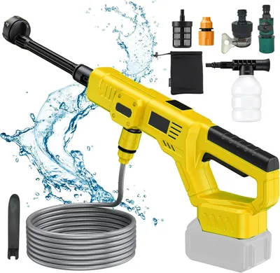 Produktbild von Akku Hochdruckreiniger 1000PSI , Mobile Akku-Hochdruckreiniger mit 6-In-1180° Drehbare Düse, Schaumsprüher, 5M Schlauch
