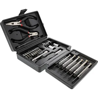 Produktbild von InLine Heim und Hobby Werkzeugset, 25-teilig, mit Kunststoff Etui, Schwarz, Metallisch