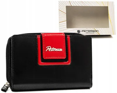 Productafbeelding van Peterson damesportemonnee, zwart, leer, RFID-bescherming, horizontaal, 15,5 x 10 cm