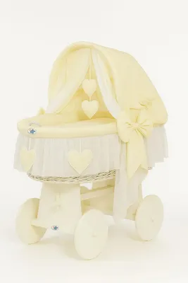 Obrázek produktu pro MY SWEET BABY Dětská postýlka z přírodních vláken bílá s pohyblivým stříškou a PREMIUM matrací