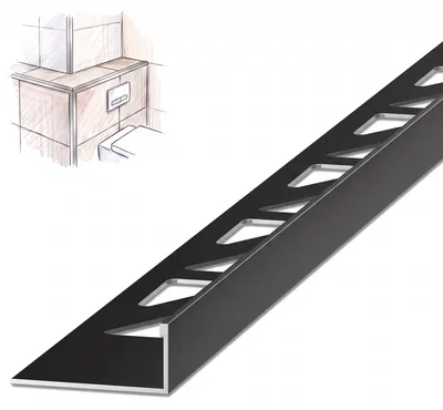Produktbild von Dalsys Fliesenschiene L Profil 2,5m x 10mm Schwarz Aluminium