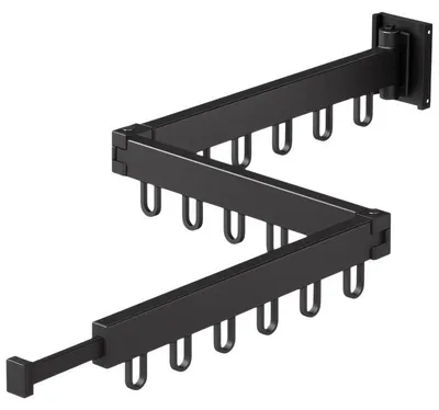 Produktbild von Ruhhy 26342 Ausziehbarer Wandkleiderhaken, dreifach, 18 Haken, schwarz