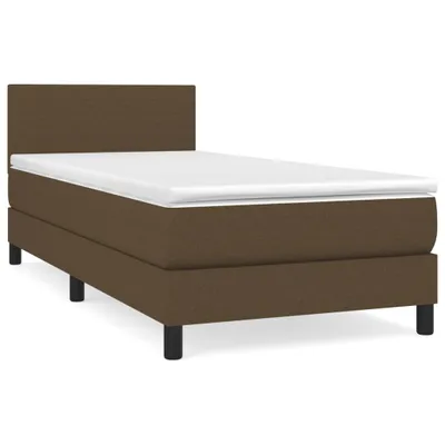 Image de vidaXL Lit boxspring avec matelas brun foncé 90x200 cm Tissu