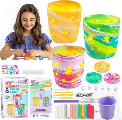 Productafbeelding van Creatief knutselwerk voor kinderen, doe-het-zelf kleilampenset, cadeau voor 6 7 8 9 10 11 12 jaar jongens meisjes