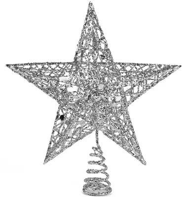 Image de Baumspitze - Ornement argenté en forme d'étoile - Décoration de Noël