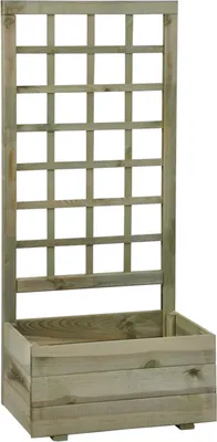 Produktbild von Blumenkasten mit Rankgitter Rankhilfe Rankkasten Pflanzkasten Blumentopf Holz Natur 130x60cm