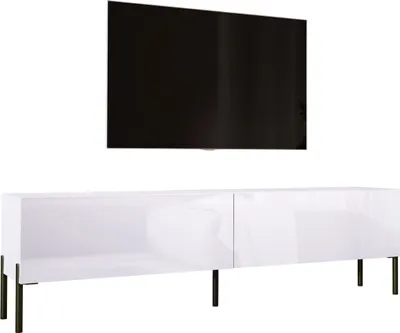 Immagine prodotto di Mobile TV: bianco opaco / bianco lucido con gambe nere, 170 x 52 x 32 cm