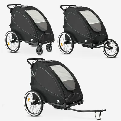 Obrázok produktu pre DERYAN Luxusný Cyklistický Príves - Bicyklový Príves, Detský Kočík a Jogger - 2-Miestny - Čierna