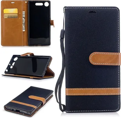 Produktbild von Tasche für Sony Xperia XZ1 Jeans Cover Handy Schutz Hülle Case Schwarz