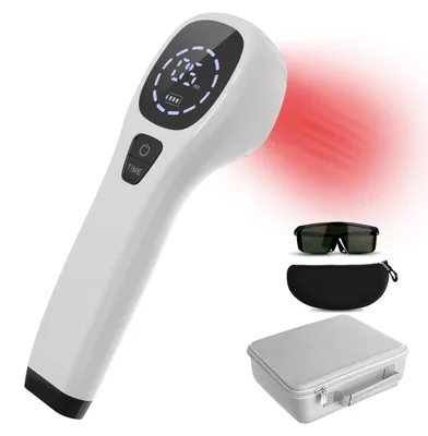 Obrázok produktu pre Laserový prístroj na ošetrenie hrudníka – LLLT laser – vlnové dĺžky 4×808 nm + 12×650 nm – polovodičový laser GaAlAs – akumulátor 2600 mAh – časovač 5–30 minút