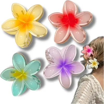 Image de Camerazar Set de 4 pinces à cheveux florales colorées pour la plage