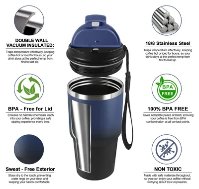 Produktbild von Thermobecher 600ml Edelstahl, Vakuum Kaffeebecher to Go, Auslaufsicher, BPA-frei