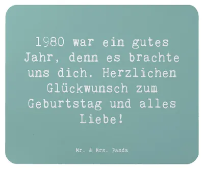 Produktbild von Mr. & Mrs. Panda Mousepad Spruch 1980 Geburtstag - Meeresbrise - Geschenk, Mouse Pad, Geburtstagsgeschenk, mousematte, Geburtstagsjahr, Jahrgang, pc, Geburtsjahr, Mauspad