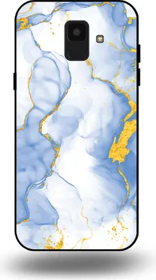Produktbild von Smartphonica Handyhülle geeignet für Samsung Galaxy A6 2018 mit Hellblau Gold Marmor Print - TPU Backcover Case Hellblau Gold Marmor Design