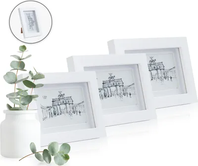 Image de Casa Chic Cadre Photo, Cadre Photo en Bois de 18x13 cm, Cadres photo, Porte Photo Mural, Cadre Decoration Murale Pele Mele, Affichage Vertical/Horizontal, Protection Verre et Passe Partout (Lot de 3)