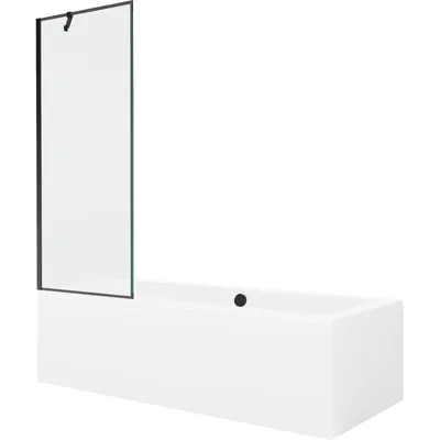 Obrázek produktu pro Mexen Cube obdélníková vana 180 x 80 cm s pláštěm 1-křídlovou zástěnou 70 cm, Černý vzor - 550518080X9507007070