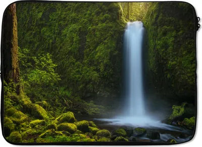 Produktbild von MuchoWow® Laptop Hülle 14 ZollDschungel - Wasserfall - Natur Laptoptasche - Laptoptasche - Stoßsicher - Schutzhaube