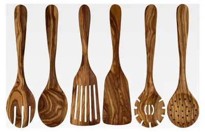 Produktbild von Kochbesteck-Set aus Olivenholz – 6-teilig, 30 cm, handgefertigte Küchenhelfer und Küchenaccessoire