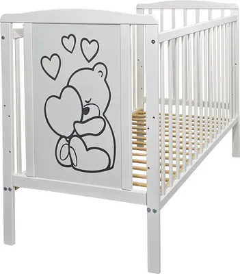 Produktbild von Kinderbett Babybett TIMMI – Ökologisch und aus Massivholz 3 fach höhenverstellbar 60 x 120 cm Weiß