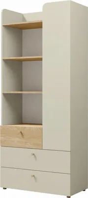 Produktbild von Tkmoebel Bücherregal 03 Yuki 80 cm x 185 cm x 40 cm graubeige + geölte Eiche