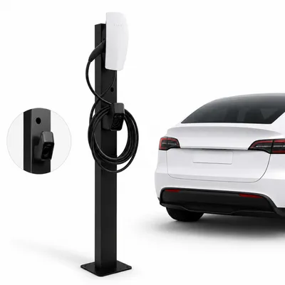 Zdjęcie produktu dla Stojak Wallbox dla Tesla Wall Connector Gen 3 - Metalowy słupek montażowy do stacji ładowania, odporny na warunki atmosferyczne i malowany proszkowo