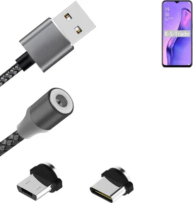 Produktbild von K-S-Trade Hochwertiges Magnet-Lade-kabel Sync-Kabel Daten-Kabel für Oppo A31 mit USB-Typ-C-Anschluss und Micro-USB-Anschluss 2A bis zu 480mbps