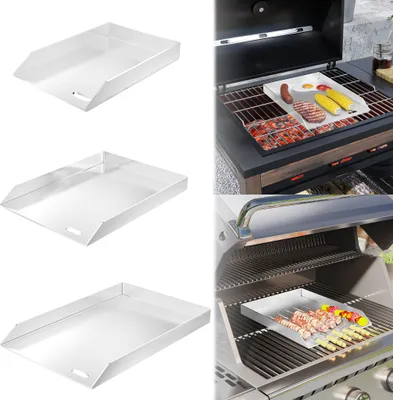 Obrázek produktu pro XINZI BBQ grilovací deska z nerezové oceli 30x45x4 cm, rovnoměrné rozložení tepla pro plynové grily a grily na dřevěné uhlí, bez rukojeti - včetně 2x grilovací lopatky