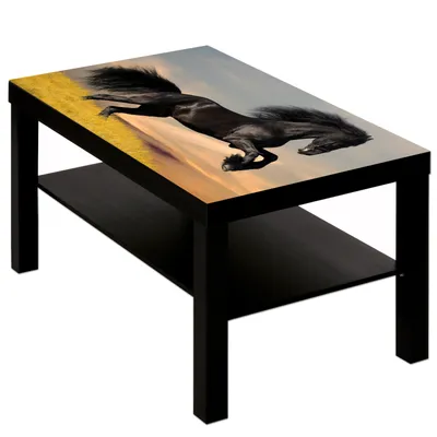 Produktbild von Couchtisch Tisch mit Motiv Tiere Pferd 1 : Schwarz