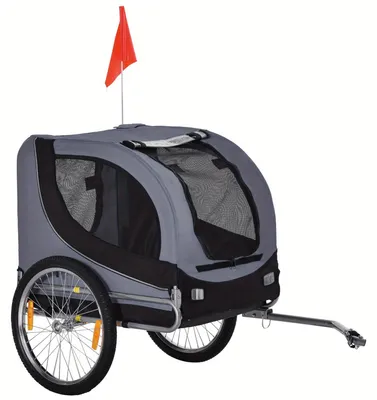 Obrázok produktu pre Prepravák na bicykel pre psov - Košík na bicykel pre psov - Vozík pre psov - Košík na bicykel pre psa - Šedá, čierna farba - Robustná oceľová konštrukcia