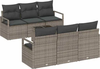 Immagine prodotto di Set divano vidaXL con cuscini, 7 pezzi, grigio, in polyrattan