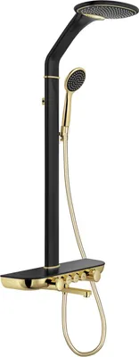 Immagine prodotto di Mexen Blaze set doccia esterno con soffione e miscelatore, nero/oro - 78109-75