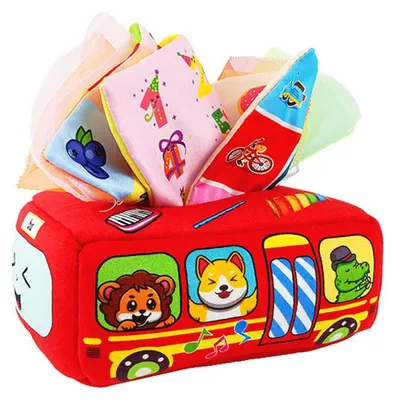 Produktbild von Spielzeug Sensorische 6 Monate, Knisterspielzeug Tuecherbox, Tissue Montessori Box, Taschentuchbox Kinder, Sensorik Spielzeug fuer 0-12 Monate Jungen Maedchen Geschenke Lernspielzeug,Rot