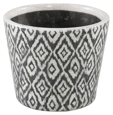 Produktbild von Runder Keramik-Blumentopf BEIRE, weiß-schwarz Größe: L