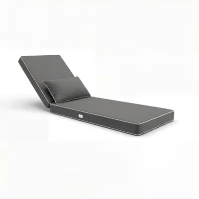 Produktbild von Matelas Transat Premium 190x60 Gris Foncé - Épais 10cm & Têtière (Déhoussable)