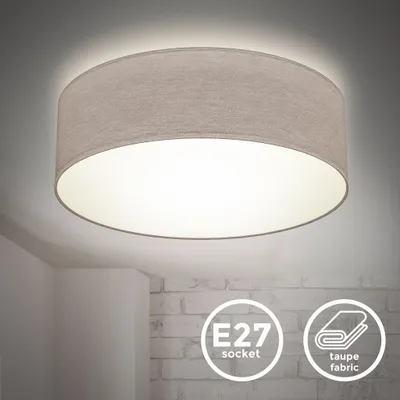 Produktbild von Deckenleuchte Ø30 cm - Stoffschirm, E27 Fassung, 1-flammig, taupe