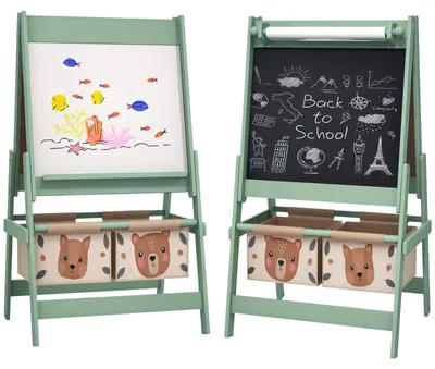 Produktbild von 3 in 1 Kinder Staffelei mit Papierrolle, Kreidetafel, für Kinder & Basteln