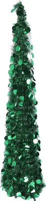 Image de 4.9ft PET Pop Up Xmas Tree Artificial Xmas Tree Folding Holiday Party Decoration for Indoor Home Office Decor Green (arbre de Noël artificiel pliable pour les fêtes à l'intérieur de la maison et du bureau)